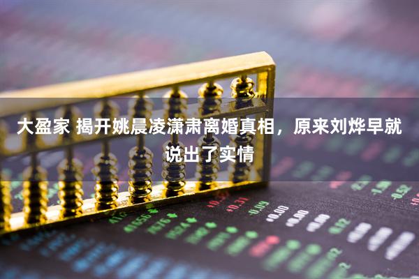 大盈家 揭开姚晨凌潇肃离婚真相，原来刘烨早就说出了实情